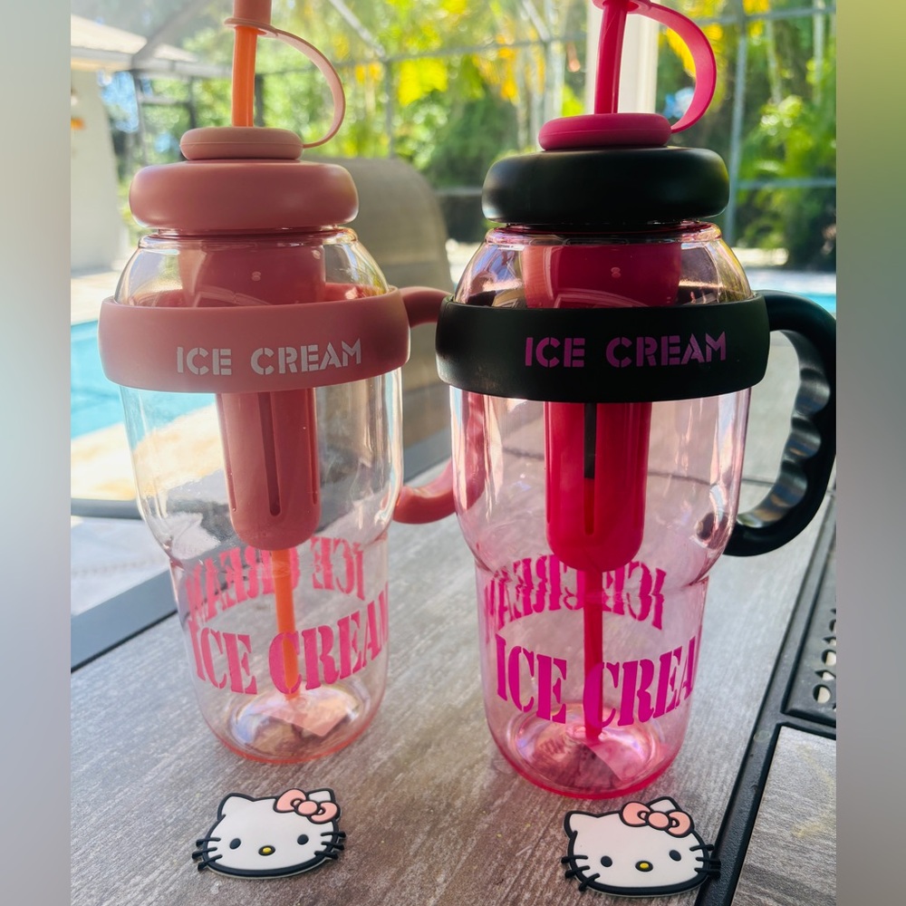 New, Hello Kitty Light Pink or Pink & Black Water Bottle with accessories.